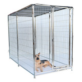 Cercado Canil Cães Cachorro Grade Com Cobertura Chocmaster Cor Prateado
