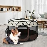 Cercado Casinha Telado Portátil Dobrável Chiqueirinho Para Pet Cachorro Gato MARROM G 100 Cm 