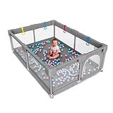 Cercado Grade Chiqueirinho Playground Infantil Para Bebes Grande Proteção Desmontável E Resistente 150 X 180 X 65 Cercadinho Cinza