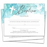 Certificados De Batismo Para Igreja- Certificados Minimalistas De Dedicação De Bebês Com Batizado De Bebê- Presentes De Batismo Azuis Para Meninos E Meninas- 25 Peças Prêmio De Batismo De Chá De Bebê