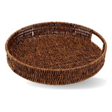 Cesta Bandeija Decorativa Artesanal Centro De Mesa Fruteira Cor Marrom escuro