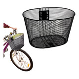 Cesta Bicicleta Aro 26 Oval Aço Preto Com Suporte E Haste