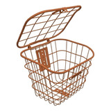 Cesta Cestinha Bicicleta Aro 26 Aramada Marrom Retrô C Tampa