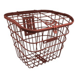 Cesta Cestinha Para Bicicleta Aramada Marrom Retrô C Tampa