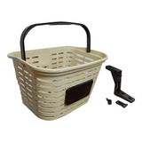 Cesta Cestinha Para Bicicleta Plastica Jks Bege Retro Grande