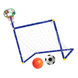 Cesta De Basquete Com Rede De Gol De Futebol Metas De Azul