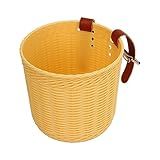 Cesta De Bicicleta Frente Guiador Cesta Elegante Simulação Rattan à Prova Dwaterproof água Forma Redonda Mountain Bike Cesta Amarelo