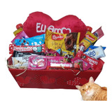 Cesta De Chocolate Para Presente Pelucia Coração Surpresa