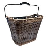 Cesta Dianteira Removível Vime Nylon Marrom Retrô D Bike