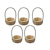 Cesta Piquenique-Kit 5 Cestinhas Madeira 13cm Cesta Presentes