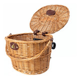 Cesta Retro Vintage Vime Compras Bicicletas Guidão Mitsu Cor Marrom
