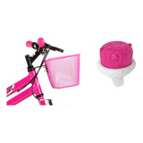 Cestinha Bicicleta Aro 14 16 Cesta Rosa Infantil Buzina Fon