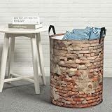 Cesto De Lavanderia Antigo De Parede De Tijolo Independente Com Alças Cesto De Roupa Suja Dobrável Cesto De Lavagem Alto à Prova D-água Bolsa De Armazenamento De Quarto Para Cobertores- Brinquedos