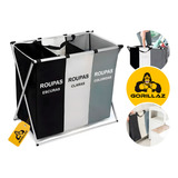 Cesto De Roupa Banheiro Lavanderia Organizador 3 Divisórias Multiúso Dobrável Separador Grz c3d Gorillaz