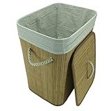 Cesto De Roupa De Bambu Bege 50 X 40 X 30 Cm 27557