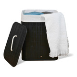 Cesto De Roupa Suja De Bambu Com Tampa E Alças 50 Litros