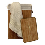 Cesto De Roupa Suja De Bambu Com Tampa E Alças Organizador