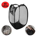 Cesto De Roupa Suja Médio Nylon Preto Organizador Brinquedo