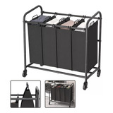 Cesto De Roupa Suja Organizador 4 Compartimentos Com Rodas