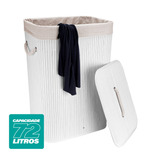 Cesto De Roupas Multiuso Bambu Artiko Pratic Com Tampa 72l Cor Branco Liso