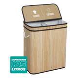 Cesto De Roupas Roupeiro Bambu Artiko Pratic Com Tampa 105l Cor Natural Liso