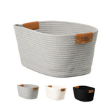 Cesto Decorativo Algodão 45x30x22 Boho Organizador Alça