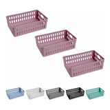 Cesto Decorativo Caixa Organizadora Cozinha Casa Kit Com 3