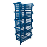Cesto Expositor Plástico Azul 5 Peças Presto