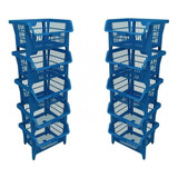 Cesto Expositor Prático De Plástico Azul Kit 10 Peças Presto