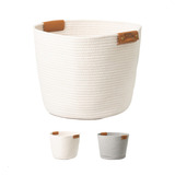 Cesto Grande Algodão 35x30 Natural Organizador Decorativo Cor Branco