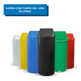 Cesto Lixeira Plástica Tampa Vai Vem Basculante 22l Cor Preto