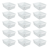 Cesto Organizador Branco Kit 24 Peças 20x15x6 Multiuso