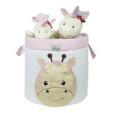 Cesto Organizador Brinquedo Roupa Redondo Girafa Neutro