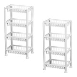 Cesto Organizador Fruteira Kit 2 Empilhável 4 Andares Branco