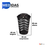 Cesto Organizador Multiuso 60 Litros P roupas C tampa Telado Cor Preto