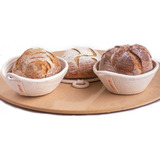 Cesto Pão Fermentação Natural Artesanal Kit M Redondo Oval