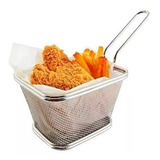 Cesto Servir Porções Batata Fritas Frituras Frango Em Inox