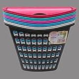 Cesto Telado Retangular Com Tampa Para Roupas De 40 Litros