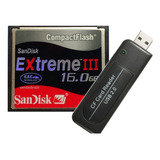 Cf Cartão Compact Flash Sandisk 16gb Extreme3 + Leitor Usb