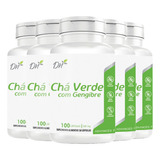 Chá Verde Com Gengibre 500mg 100 Cápsulas 5 Frascos