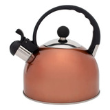 Chaleira Aço Inox 2 Litros Bronze Com Apito Bule Ferver Água