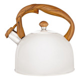 Chaleira Branca Retrô Vintage 2 5l C Apito Inox Esmaltada