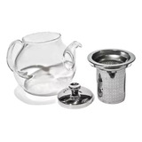 Chaleira Bule Vidro Vai Ao Fogo Chá Infusor 900ml Tampa Inox Cor Tansparente