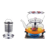 Chaleira Com Infusor Decorada Chá 1 Litro Vidro Inox Bule