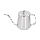 Chaleira De Café De Aço Inoxidável Para Derramar Sobre A Chaleira Bico De Ganso Bule De Chá Com Tampa Para Acampamento Viagens Casa 350ML Silver 