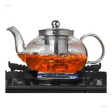 Chaleira De Vidro 600 Ml Com Infusor Inox Bekcommerce Vai Ao Fogo Transparente Coador De Chá Borossilicato Resistente Calor