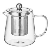 Chaleira De Vidro Com Infusor Bule 630ml Coador Chá E Café