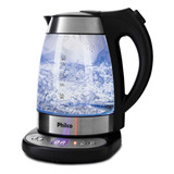 Chaleira Digital Glass preta Com Prata Philco 220v