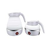 Chaleira Elétrica Dobrável De Silicone 600W 110V 600ml Jarra Bule Portátil Esquenta Água Leite Bebidas Chá Mamadeiras Ideal Para Viagens E Acampamentos Branco