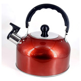 Chaleira Em Aço Inox 2 Litros Com Apito E Alça Térmica Cor Vermelho